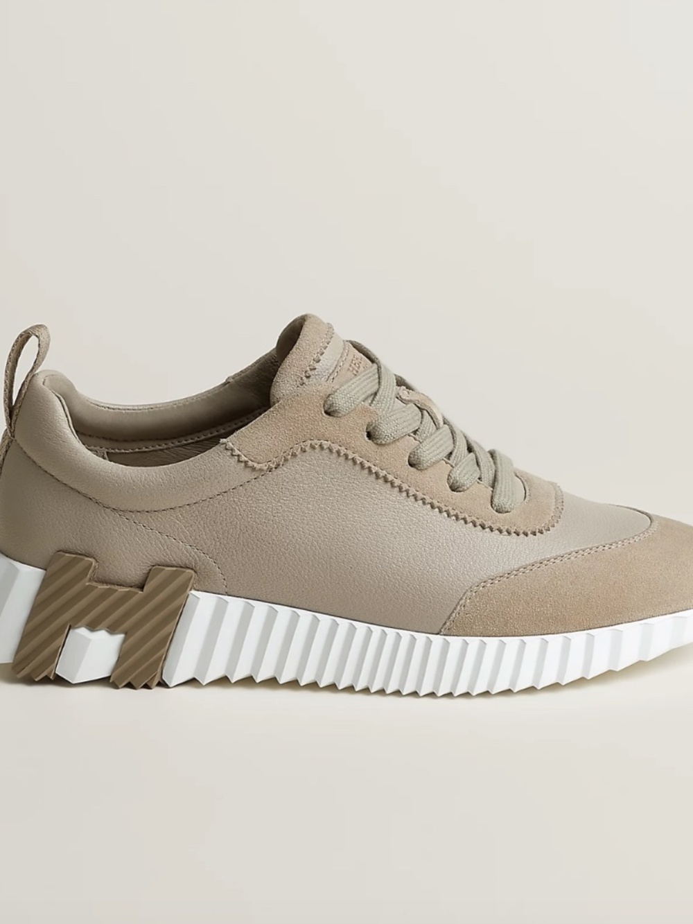 Hermès Bouncing Sneakers Taupe Leather & Suede EU 37 / US 6.5-7 New - Picture 6 of 16